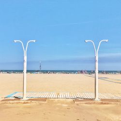 Scenic view of beach against clear sky