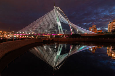 Wawasan bridge putrajaya against sky at night