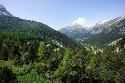 Scenic view of green landscape and mountains