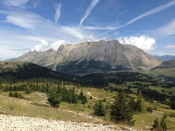 Scenic view of mountains against sky