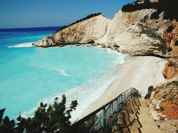 Scenic view of sea against blue sky