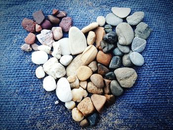 High angle view of pebbles