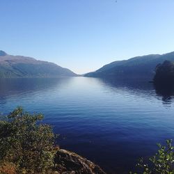 Scenic view of lake against clear sky