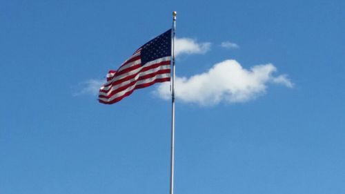 Low angle view of american flag