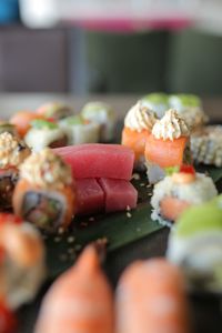 Close-up of sushi in plate