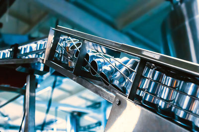 High angle view of machinery on table