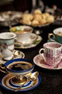 Close-up of tea served on table