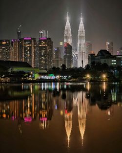 Illuminated city at night