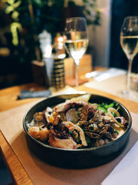 Close-up of food in plate on table