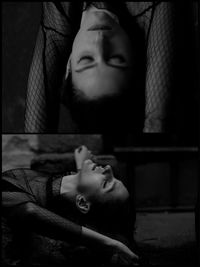 Portrait of young woman lying down