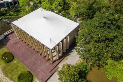 High angle view of built structure in park