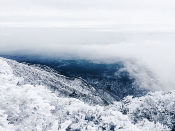 Scenic view of landscape against cloudy sky