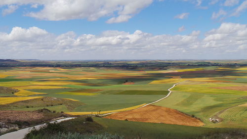 Scenic view of landscape against cloudy sky