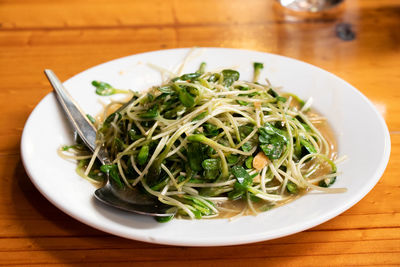 Close-up of food served in plate