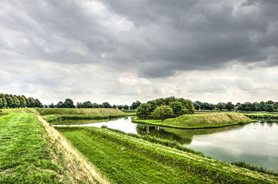 Scenic view of lake against sky