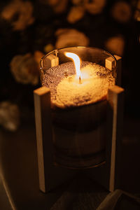 Close-up of illuminated candle