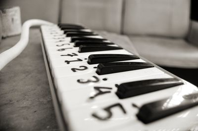 Close-up of piano keys