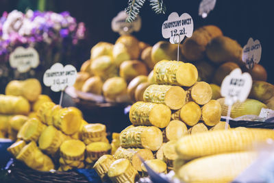 Close-up of food for sale at market stall