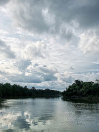 Scenic view of lake against sky