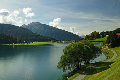 Scenic view of lake against sky