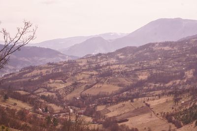 High angle view of landscape against clear sky