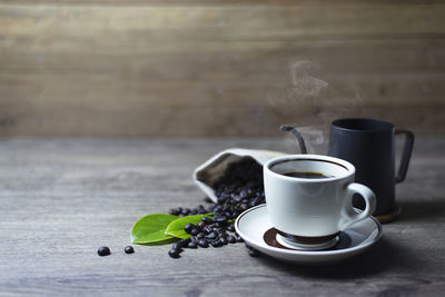 Coffee cup on table