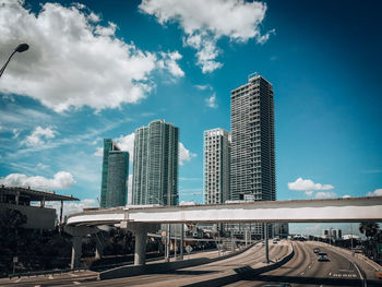 Modern buildings against sky in city