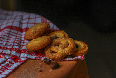 Close-up of cookies on table