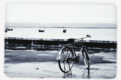 Boats moored in water