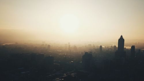 View of cityscape at sunset