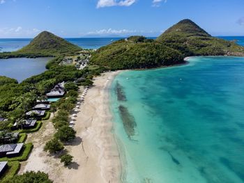 High angle view of beach against sky