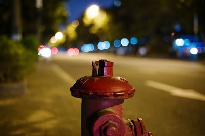 Close-up of illuminated light at night