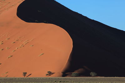 Scenic view of desert against clear sky