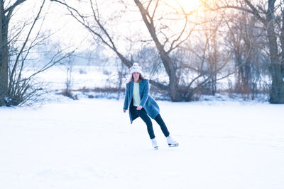 Full length of man on snow covered land