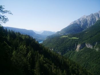 Scenic view of mountains against clear sky