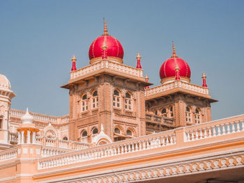 Low angle view of historic building against clear sky