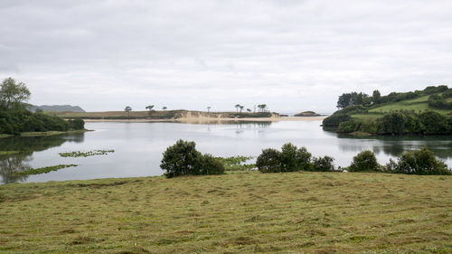 Scenic view of lake against sky