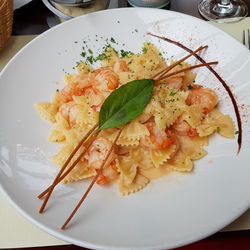 High angle view of meal served in plate