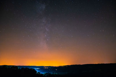 Scenic view of silhouette landscape against sky at night