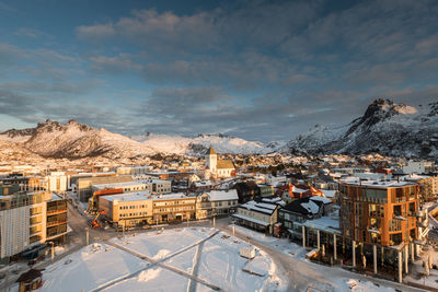 High angle view of townscape against sky