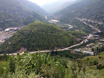 High angle view of landscape against sky