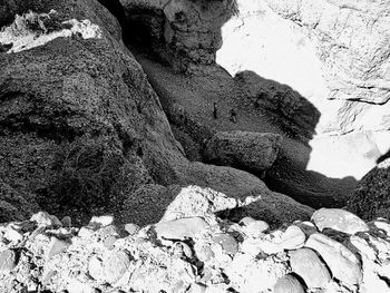 High angle view of rocks in water