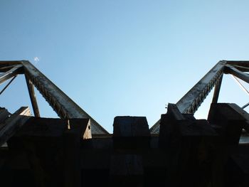 Low angle view of built structure against clear blue sky