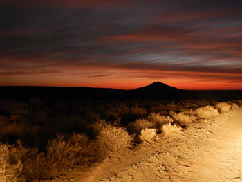 Scenic view of landscape at sunset