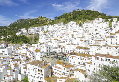 High angle view of townscape against sky