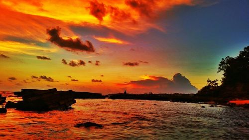 Scenic view of sea at sunset