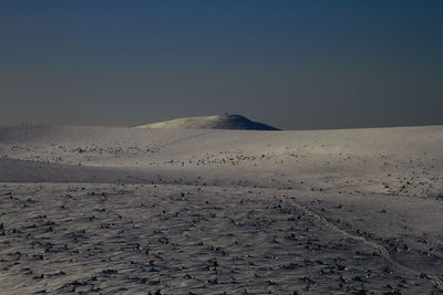 Scenic view of desert against clear sky