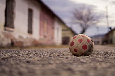 Close-up of ball on building