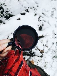 Close-up of hand holding ice cream