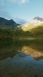 Scenic view of lake and mountains